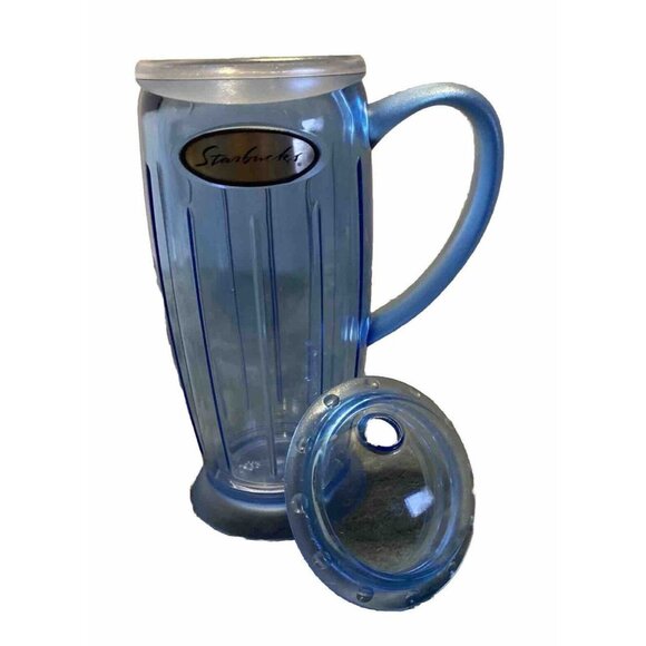 Starbucks 12oz Blue Rocket Tumbler Summer 2001 Barista Dome Lid Coffee Retro - Picture 7 of 8